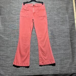Frame Jeans Women's 27 Cherry Red Le Bardot Crop Flare Pockets